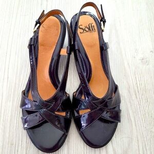 Sofft Andrea Black Patent Leather Slingback Size 8